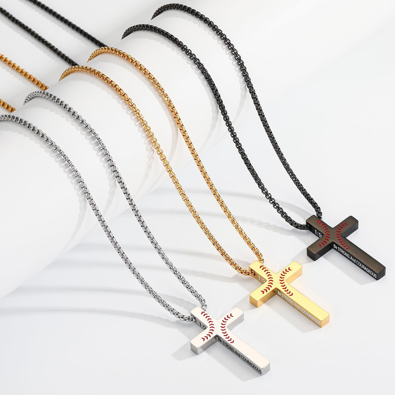 Personalized Stainless Steel Baseball Cross Pendant Necklace for Men