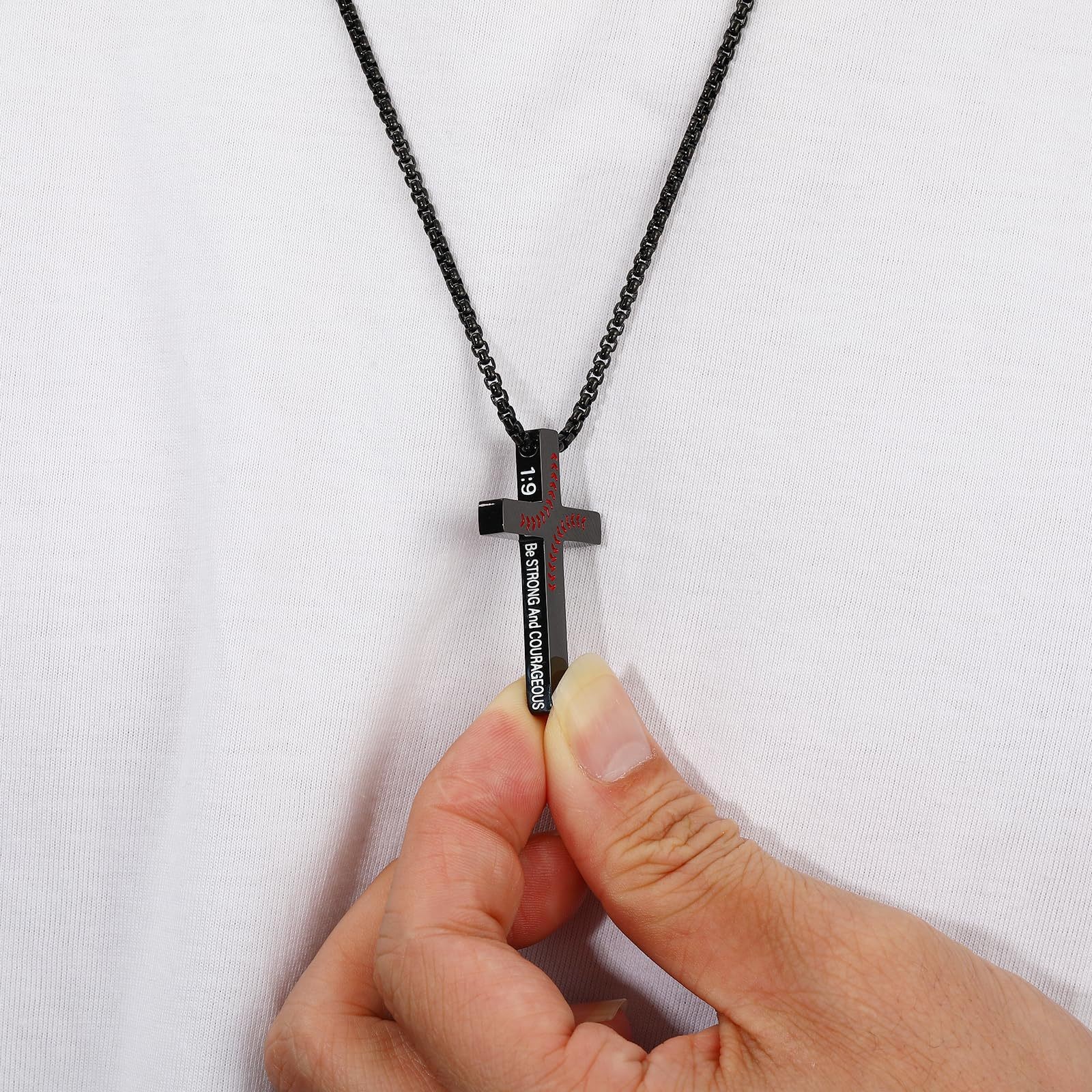 Personalized Stainless Steel Baseball Cross Pendant Necklace for Men