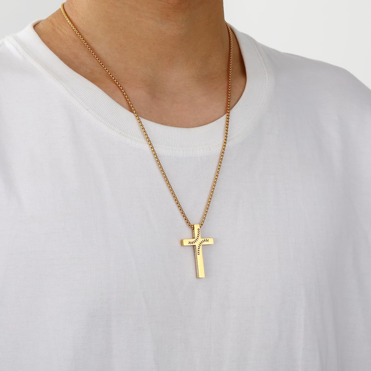 Personalized Stainless Steel Baseball Cross Pendant Necklace for Men