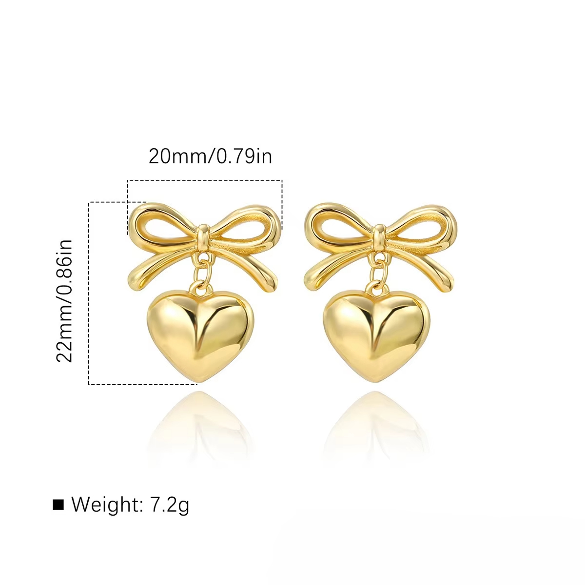 Vintage Heart Earrings Wedding Gift Stainless Steel Jewelry Fashion Dangle Bow Knot Pendant Earrings Women Luxury