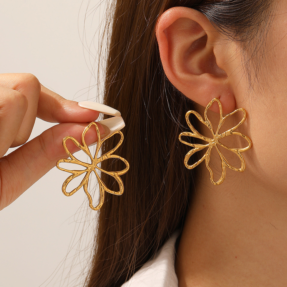 Premium Geometric Gold Plated Stainless Steel Drop Earrings Understated Luxury Design Gift