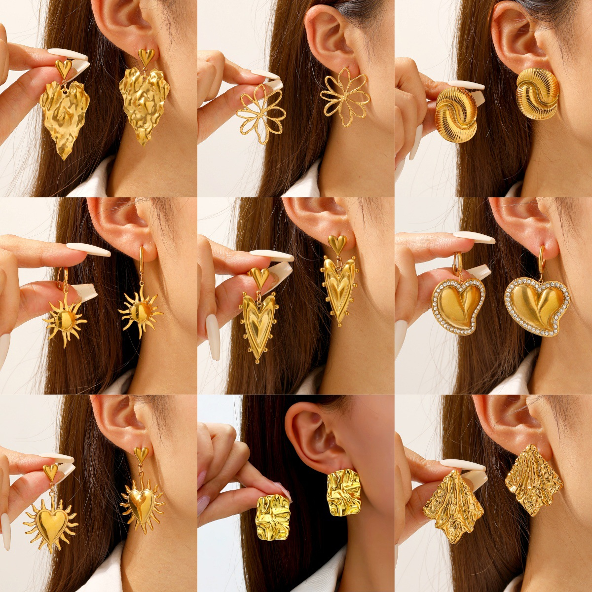 Premium Geometric Gold Plated Stainless Steel Drop Earrings Understated Luxury Design Gift