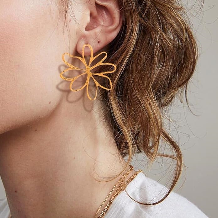 Premium Geometric Gold Plated Stainless Steel Drop Earrings Understated Luxury Design Gift