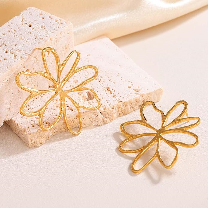 Premium Geometric Gold Plated Stainless Steel Drop Earrings Understated Luxury Design Gift