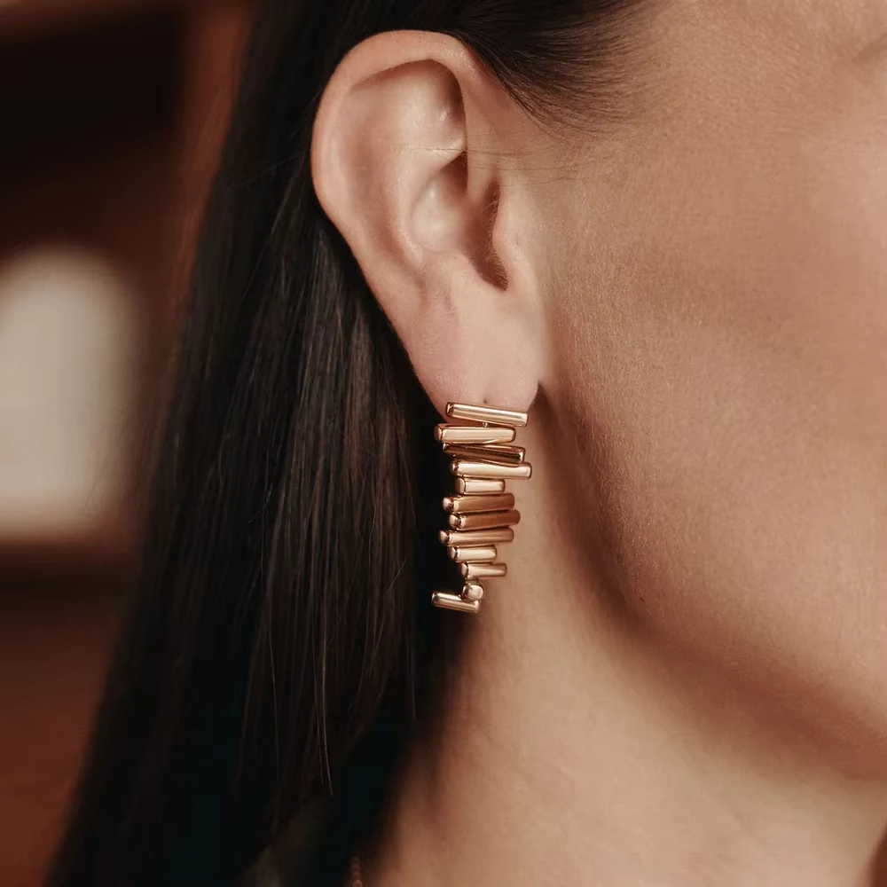 Premium Unisex 18K Gold Plated Stainless Steel Geometric Bohemian Stud Earrings-Gift