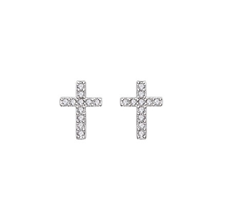 925 Sterling Silver Cross Stud Earrings – Cubic Zirconia Faith Jewelry for Women