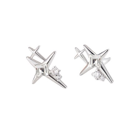 Modern Geometric Cross Stud Earrings – Minimalist Silver Religious Jewelry for Women