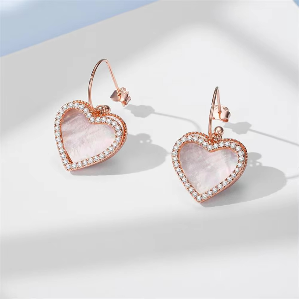 S925 Silver Zircon Heart-shaped Lady Earrings Zircon High Jewelry Earrings
