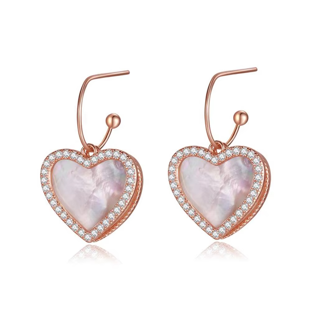 S925 Silver Zircon Heart-shaped Lady Earrings Zircon High Jewelry Earrings
