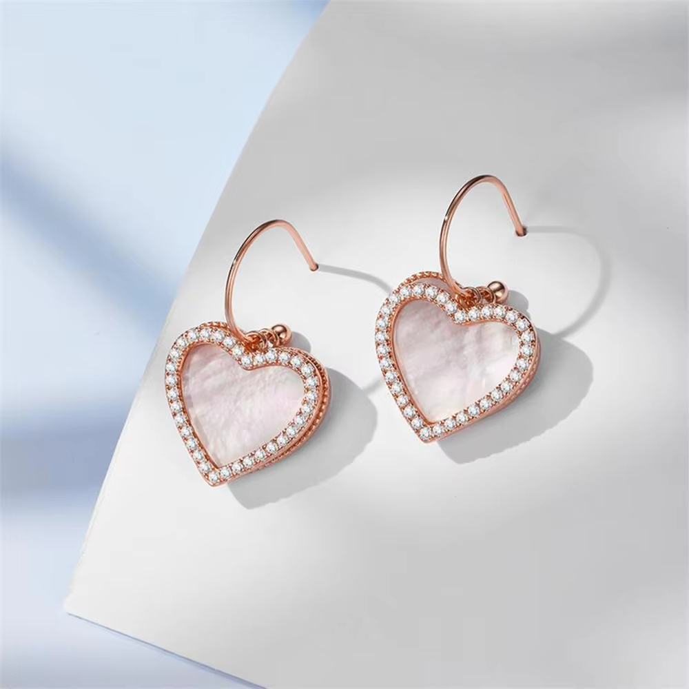 S925 Silver Zircon Heart-shaped Lady Earrings Zircon High Jewelry Earrings