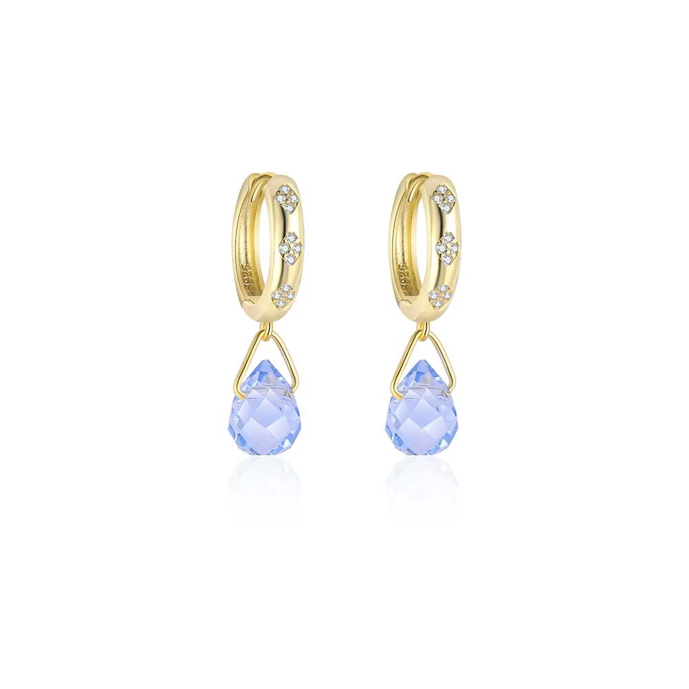 S925 Sterling Silver Drip Earrings with 18K Gold Plating and Luxury Zirconia Goddess Tears Hoop Earrings for Women