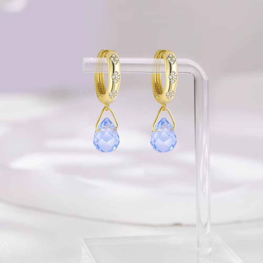 S925 Sterling Silver Drip Earrings with 18K Gold Plating and Luxury Zirconia Goddess Tears Hoop Earrings for Women
