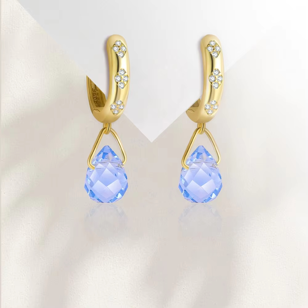 S925 Sterling Silver Drip Earrings with 18K Gold Plating and Luxury Zirconia Goddess Tears Hoop Earrings for Women