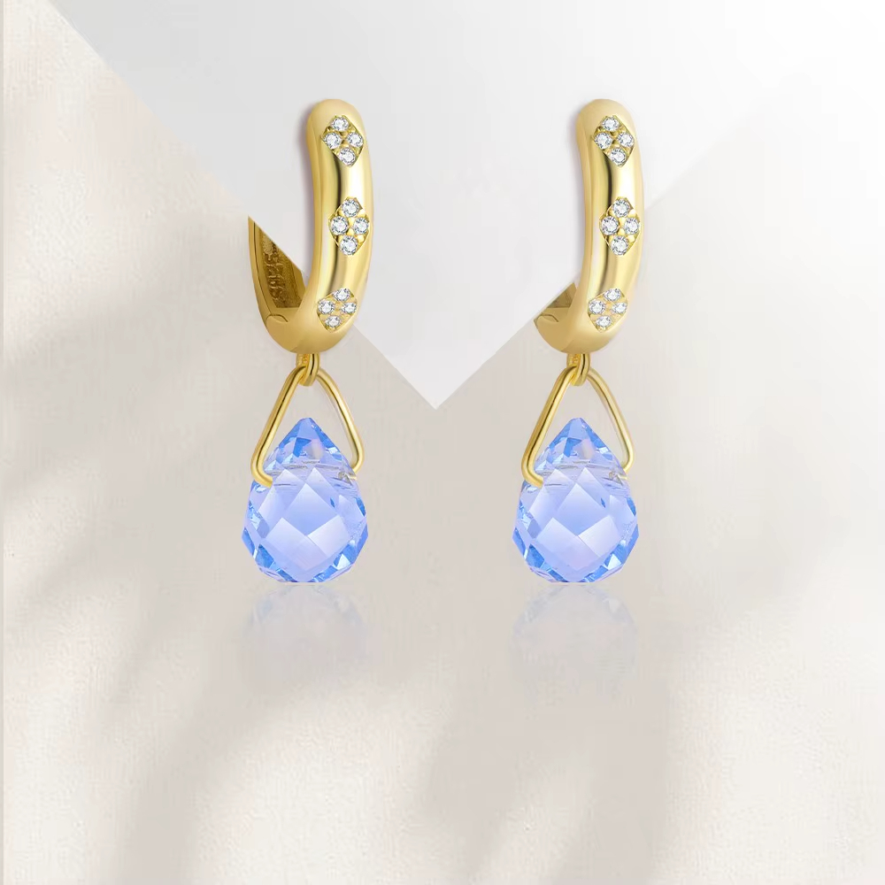 S925 Sterling Silver Drip Earrings with 18K Gold Plating and Luxury Zirconia Goddess Tears Hoop Earrings for Women
