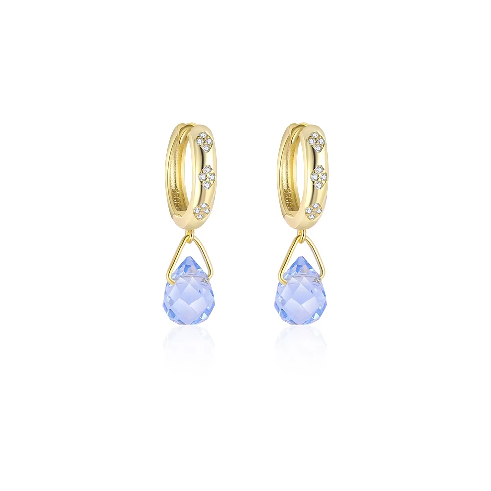 S925 Sterling Silver Drip Earrings with 18K Gold Plating and Luxury Zirconia Goddess Tears Hoop Earrings for Women