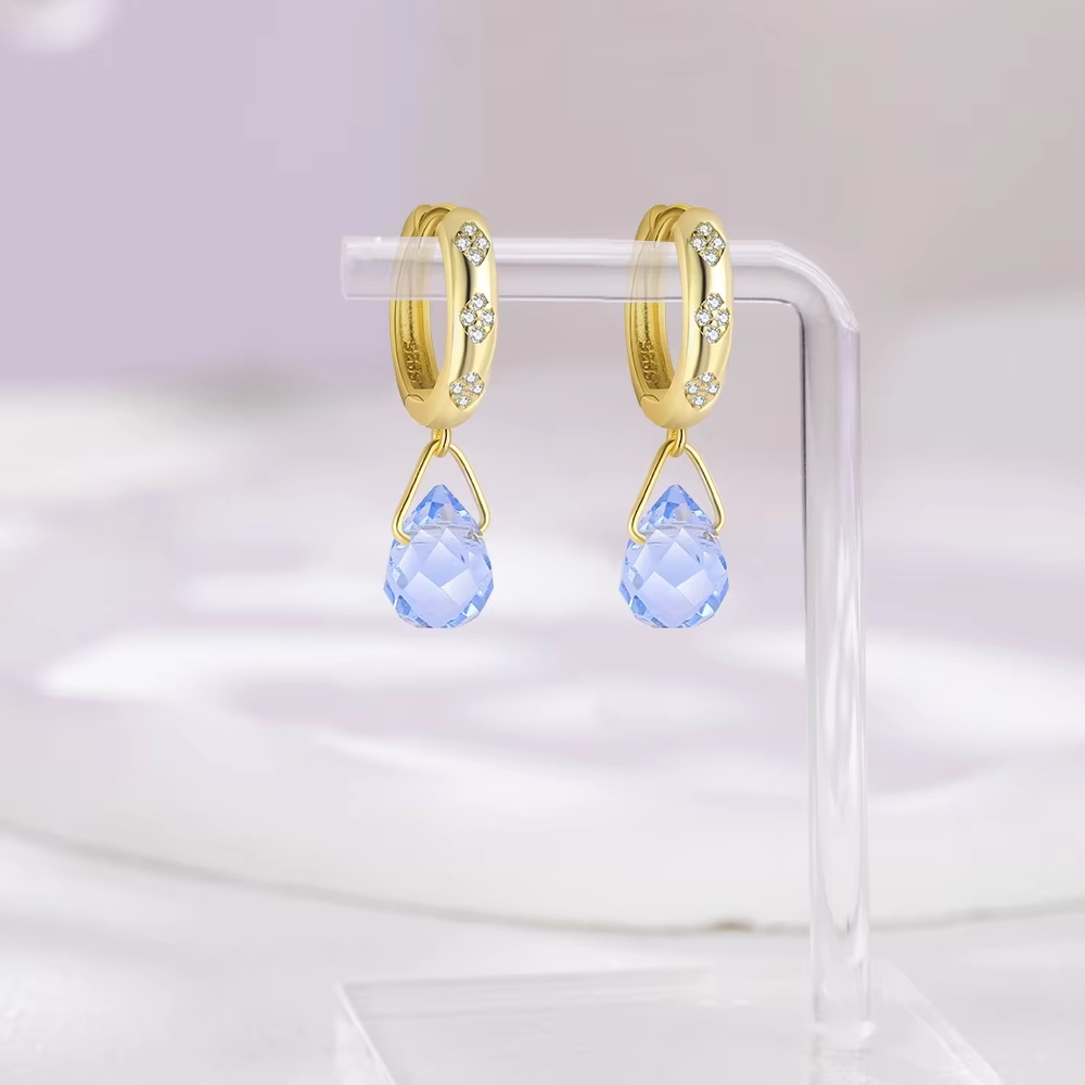 S925 Sterling Silver Drip Earrings with 18K Gold Plating and Luxury Zirconia Goddess Tears Hoop Earrings for Women