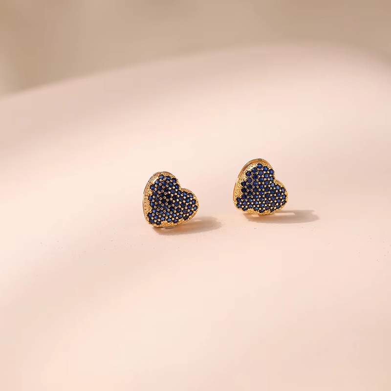 Shescity Best Selling Trendy Heart Designer Stud Earrings Elegant 18K Gold Plated Zircon Earrings Jewelry for Women