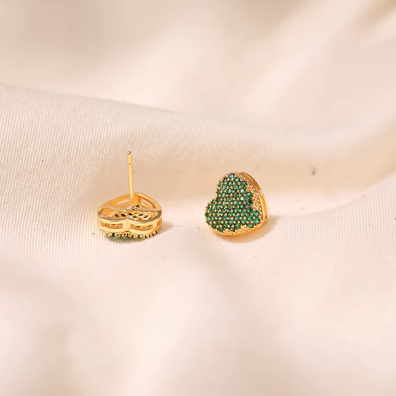 Shescity Best Selling Trendy Heart Designer Stud Earrings Elegant 18K Gold Plated Zircon Earrings Jewelry for Women