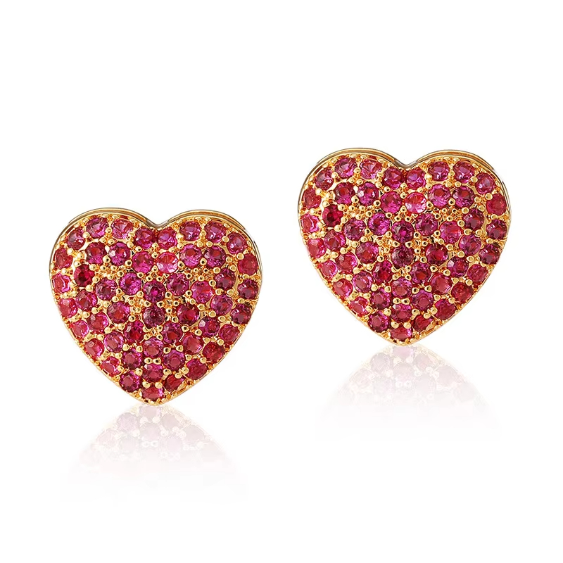 Shescity Best Selling Trendy Heart Designer Stud Earrings Elegant 18K Gold Plated Zircon Earrings Jewelry for Women