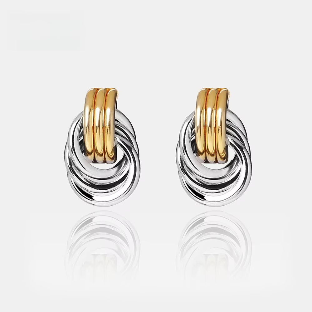 Shescity Trendy Elegant Simple Style Drop Earrings Gold Silver Color Matching Designer Jewelry Women Earrings for Gifts
