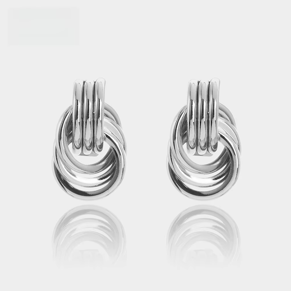 Shescity Trendy Elegant Simple Style Drop Earrings Gold Silver Color Matching Designer Jewelry Women Earrings for Gifts