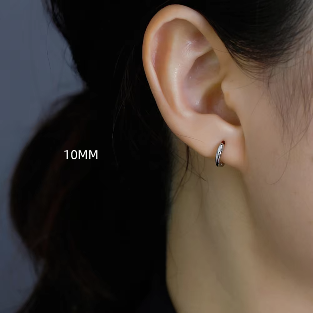 Simple Custom Tarnish Free Fashion Jewelry Women Huggie Stainless Steel Small 18K Gold Plated Hoop Earrings