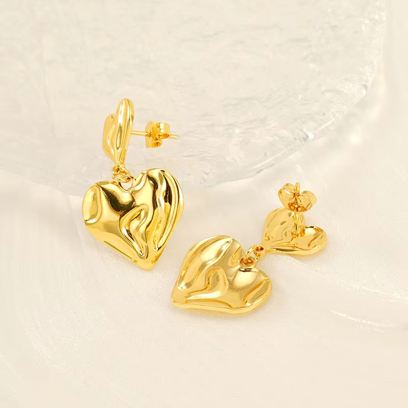 Simple Double Love Earrings Women's Heart-shaped High Fashion Earrings