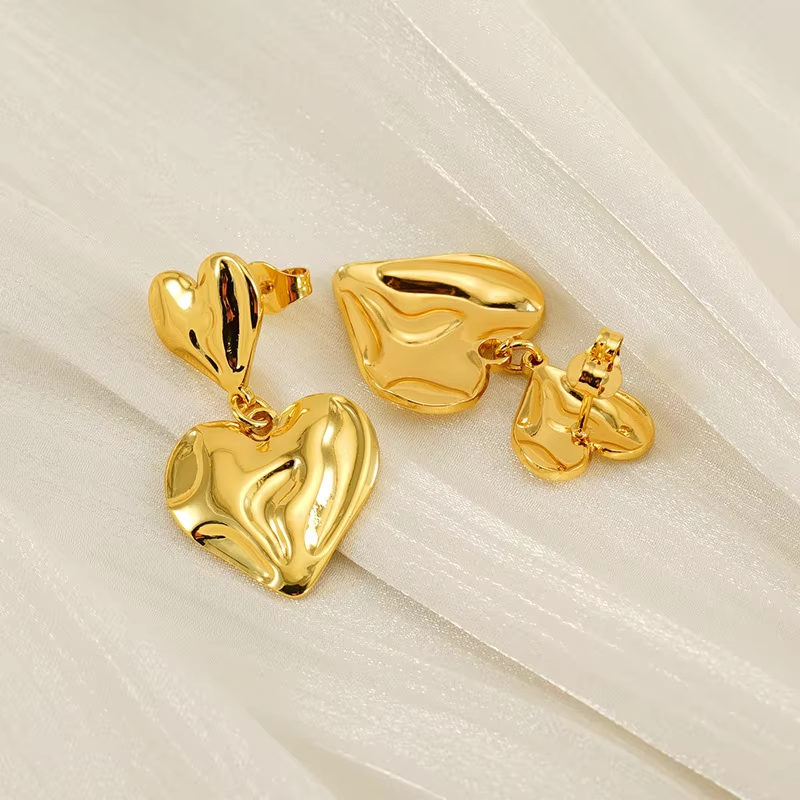 Simple Double Love Earrings Women's Heart-shaped High Fashion Earrings