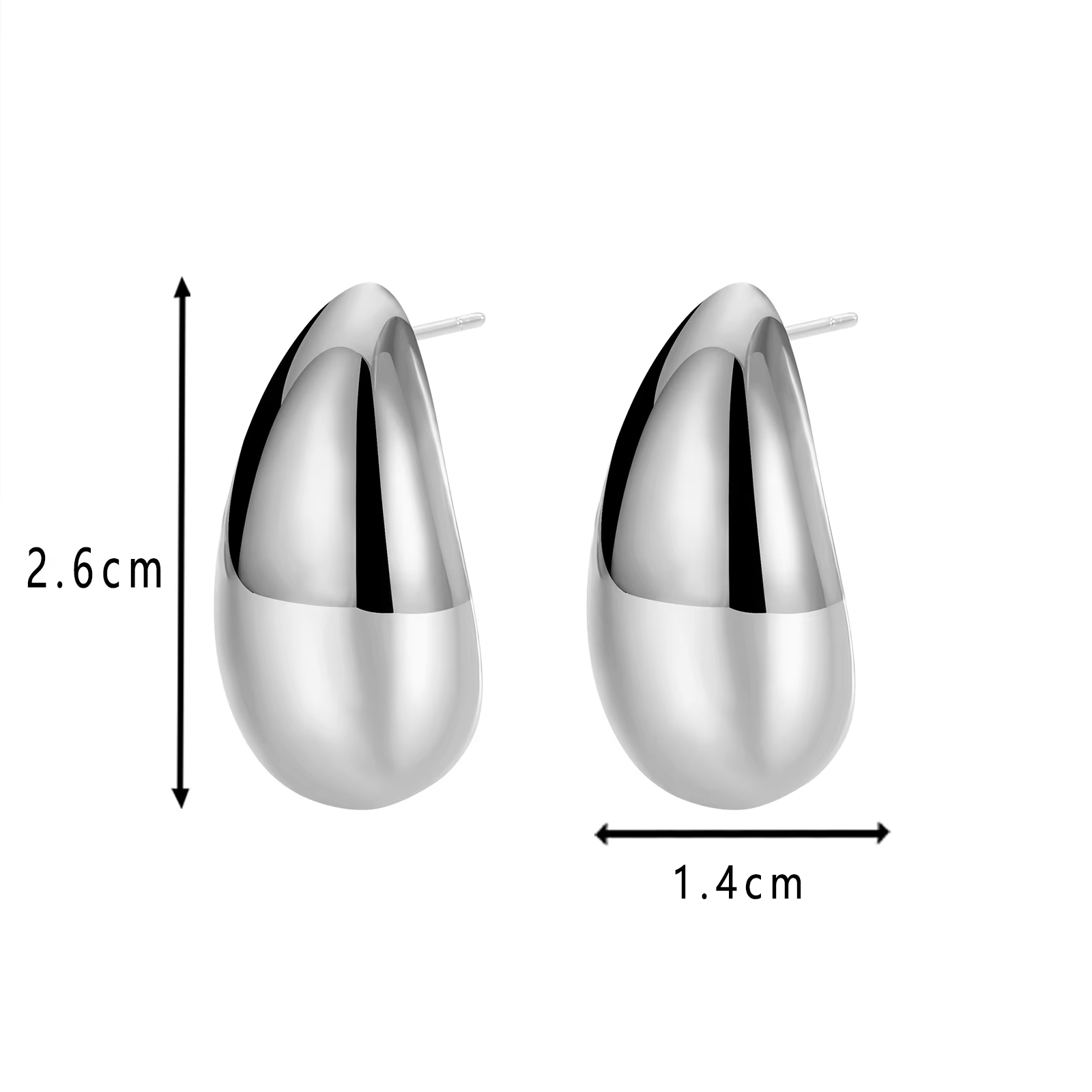 Simple Fashion Earrings No Stone Waterdrop Shape Stud Earring High-Quality Customization logo Jewelry