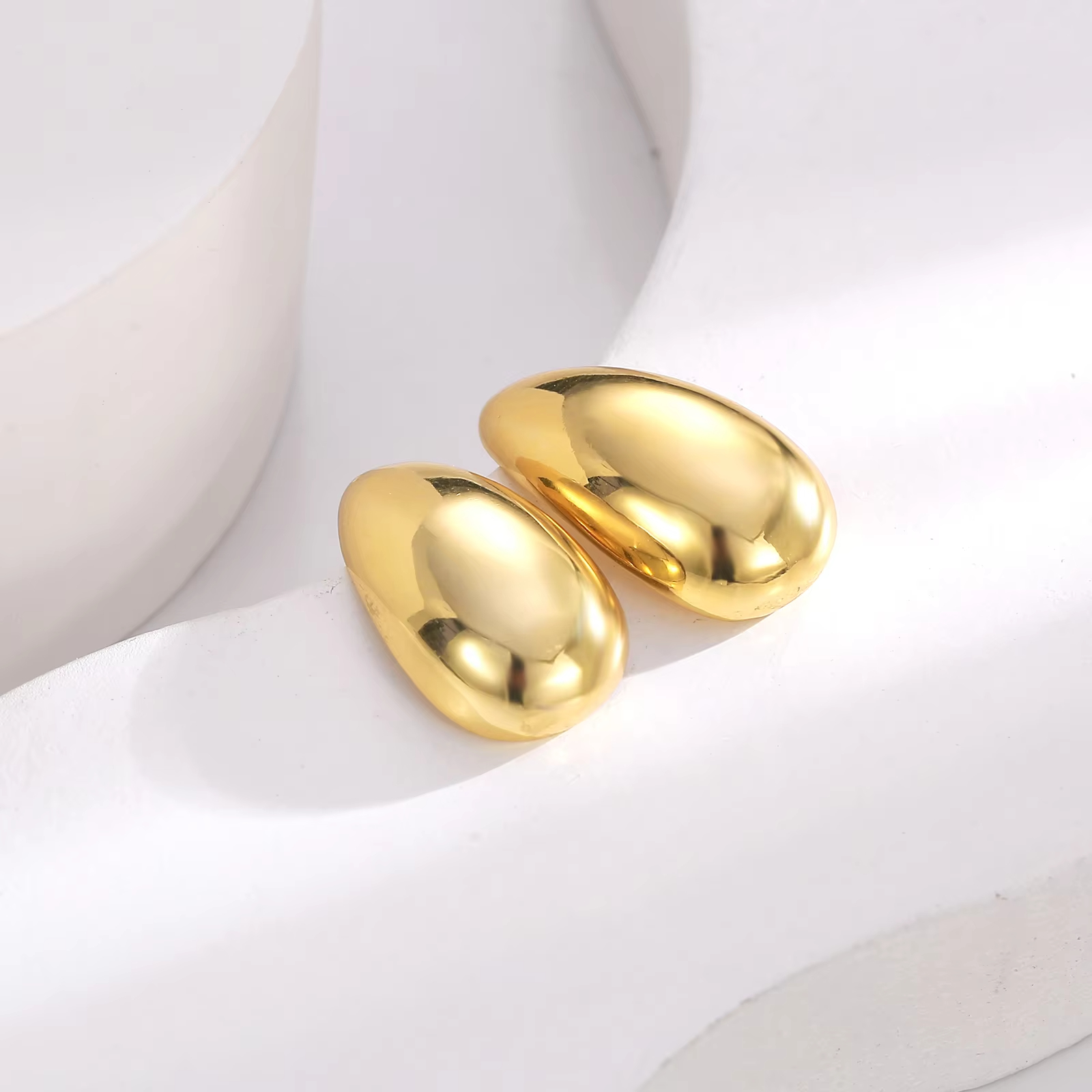 Simple Fashion Earrings No Stone Waterdrop Shape Stud Earring High-Quality Customization logo Jewelry