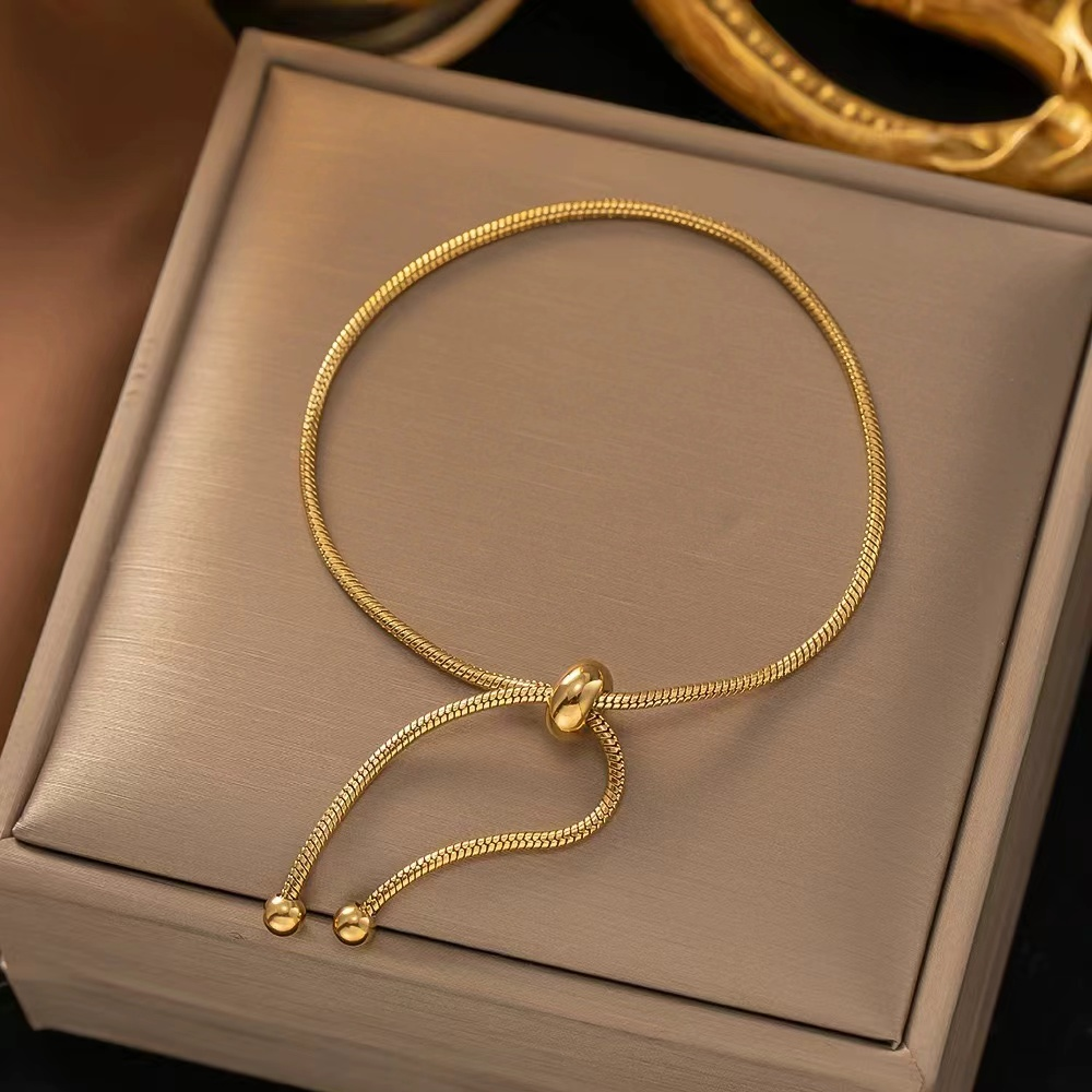 Sleek Gold Rope Bracelet with Adjustable Slider Clasp – Elegant Fashion Accessory for Women