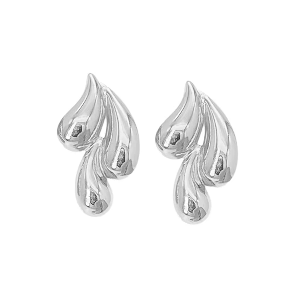 Stainless Steel 18K Gold Plated Simple Overlapping Water Drop Stud Earrings Fashion Elegant Niche Earrings Women Tarnish Free