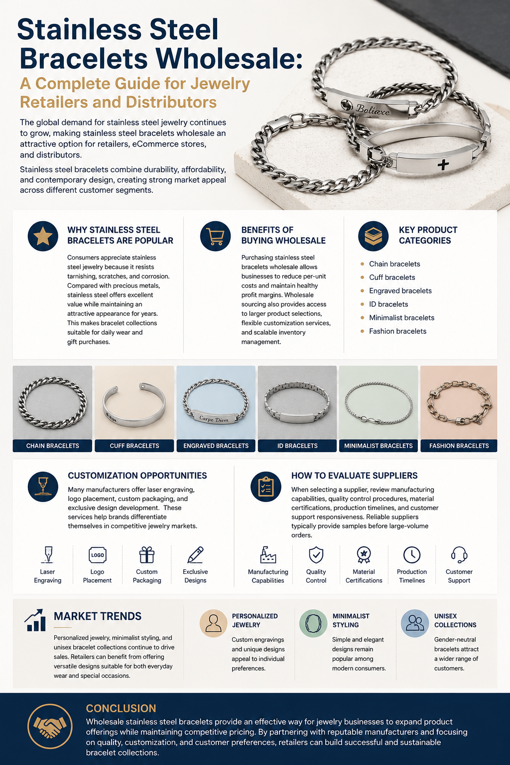 Stainless Steel Bracelets Wholesale: A Complete Guide for Jewelry Retailers and Distributors