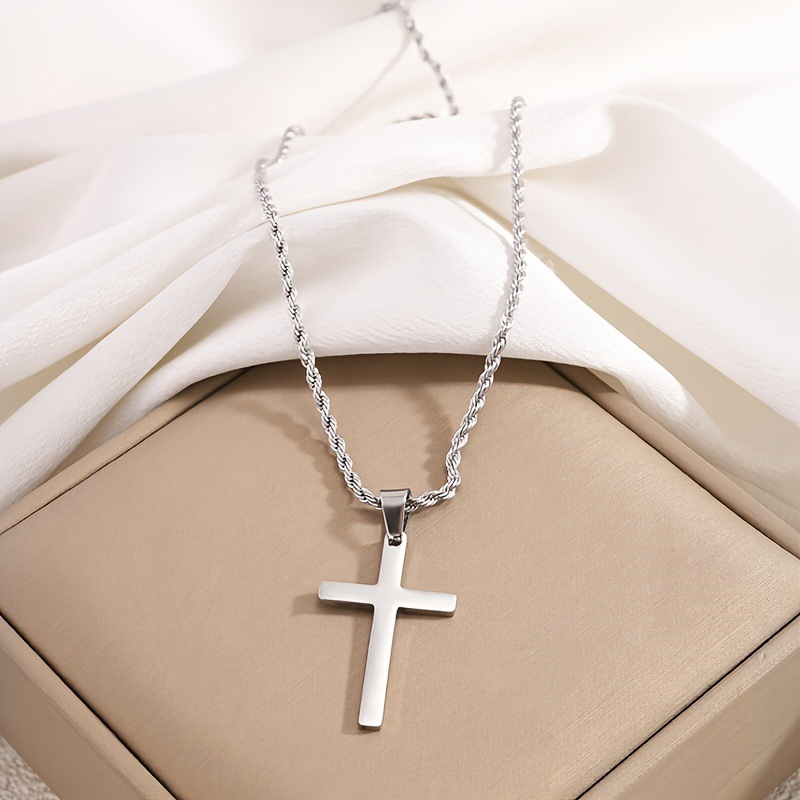 Personalized Stainless Steel Cross Necklace for Men – Custom Cross Pendant