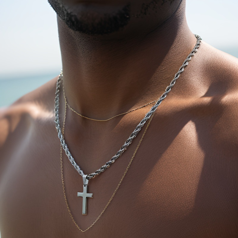 Personalized Stainless Steel Cross Necklace for Men – Custom Cross Pendant