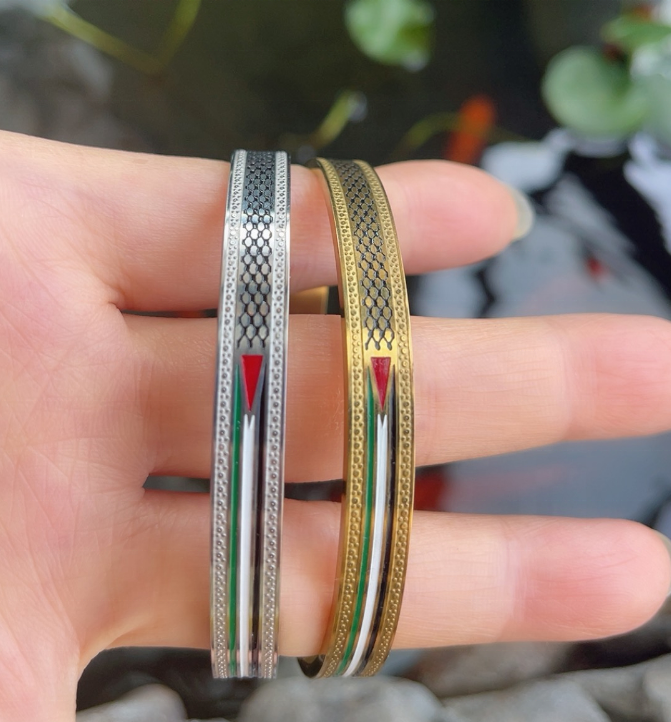 Stainless Steel Enamel Palestine Map Bracelet Wholesale Custom Country Maps Bangle