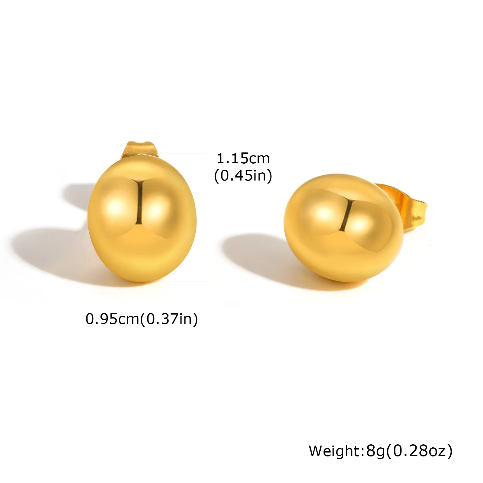 Stainless Steel Glossy Drop Earrings Golden Plated Trendy Geometric Design for Women Gift