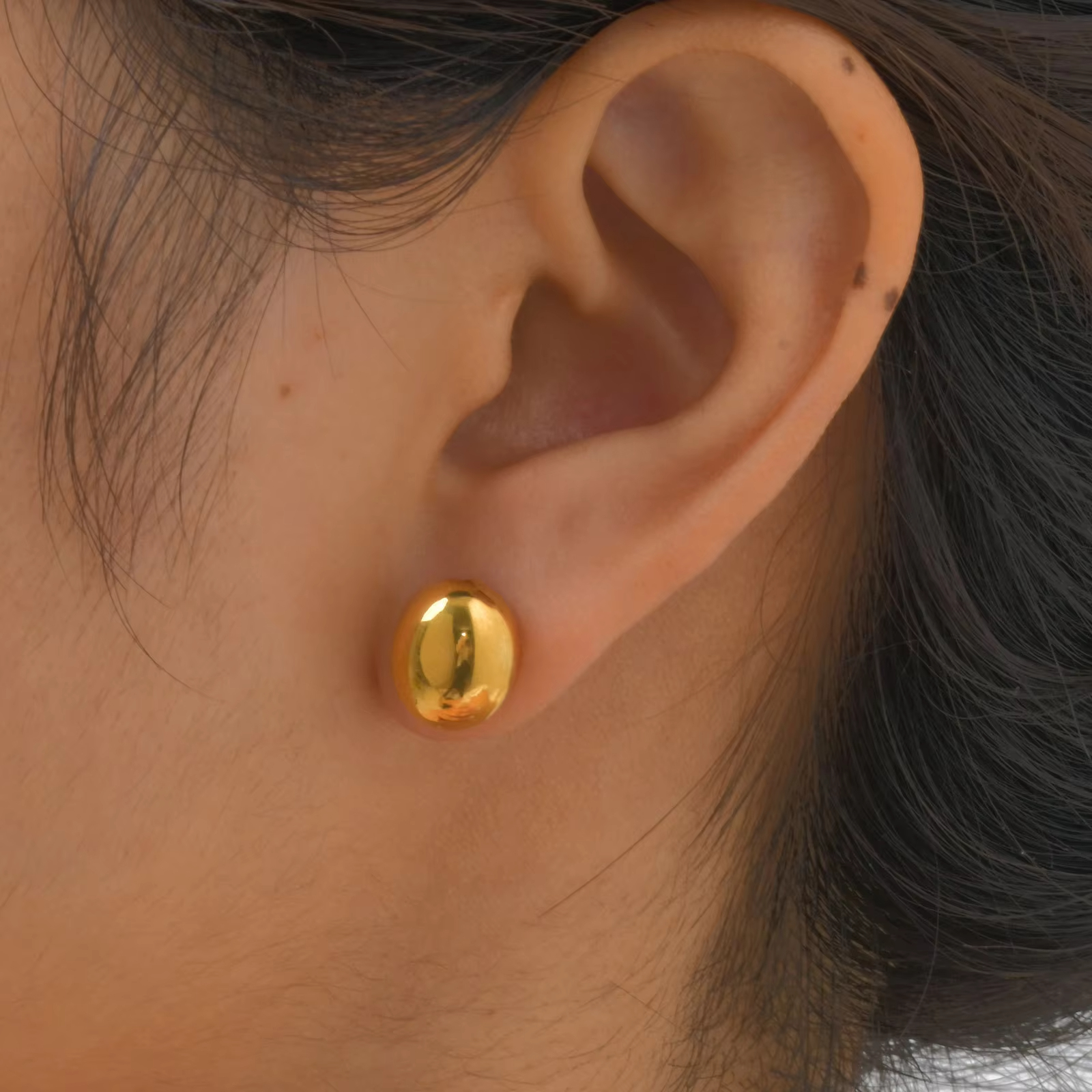 Stainless Steel Glossy Drop Earrings Golden Plated Trendy Geometric Design for Women Gift