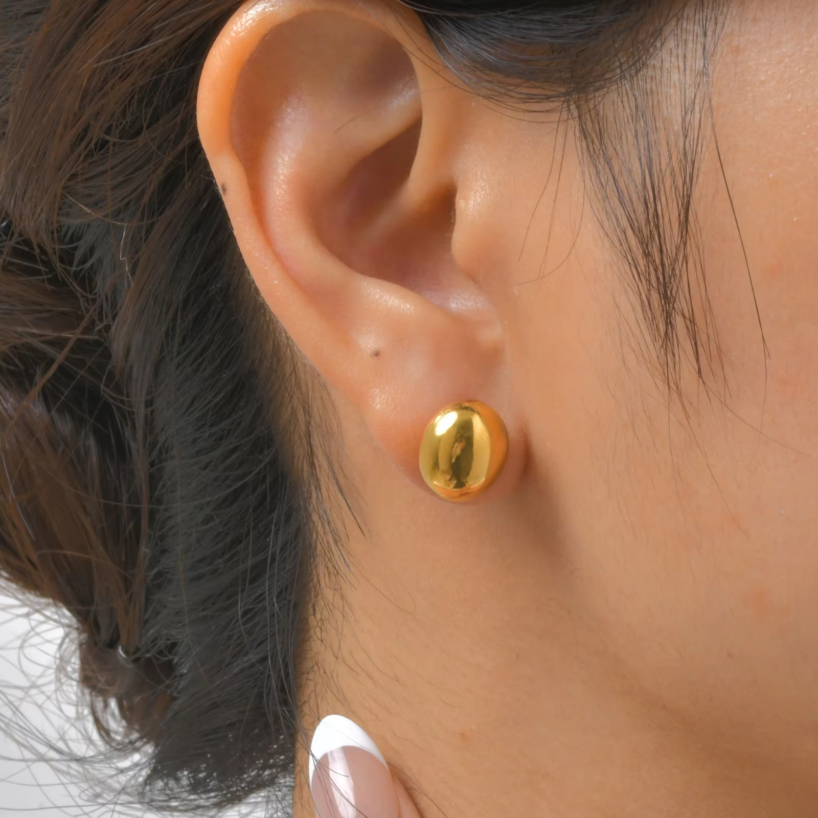 Stainless Steel Glossy Drop Earrings Golden Plated Trendy Geometric Design for Women Gift