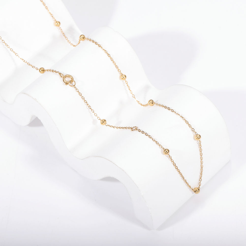 Stainless Steel Gold Color 1.2mm Beads Chain Necklace for Women Thin Chain Choker Trend New Gift Party Fashion Jewelry