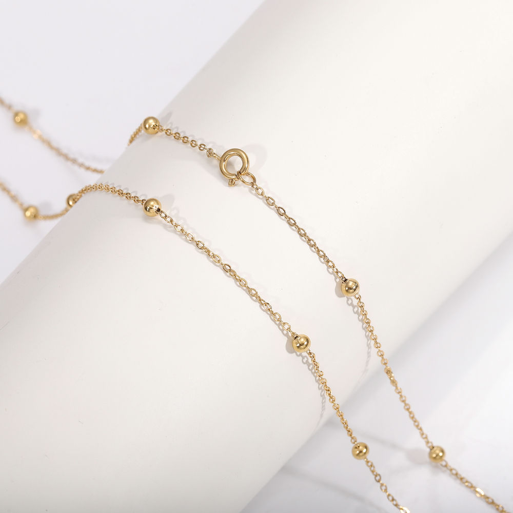 Stainless Steel Gold Color 1.2mm Beads Chain Necklace for Women Thin Chain Choker Trend New Gift Party Fashion Jewelry