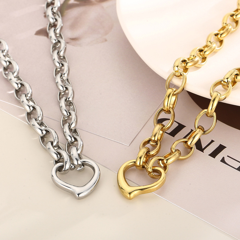 Stainless Steel Jewelry Sets Gold Heart Necklace Bracelet Set Waterproof Tarnish Free Hypoallergenic Gift