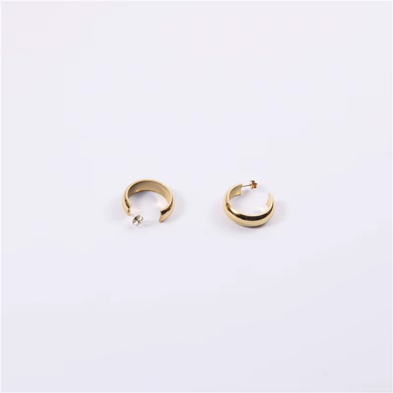 Stainless Steel Jewelry Gold-Plated Hoop Small Ring Basic Thick Gold Earrings