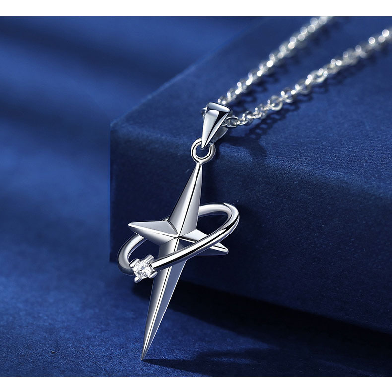 Starburst Cross Couple Necklace Stainless Steel Jewelry Unique Pendant Chain for Men Women Minimalist Lovers Gift