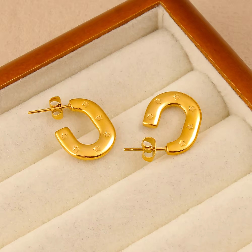 Stylish Minimalist 18K Gold Plated Stainless Steel Titanium Heart Shaped Lip Design Stud Earrings for Women Elegant Jewelry