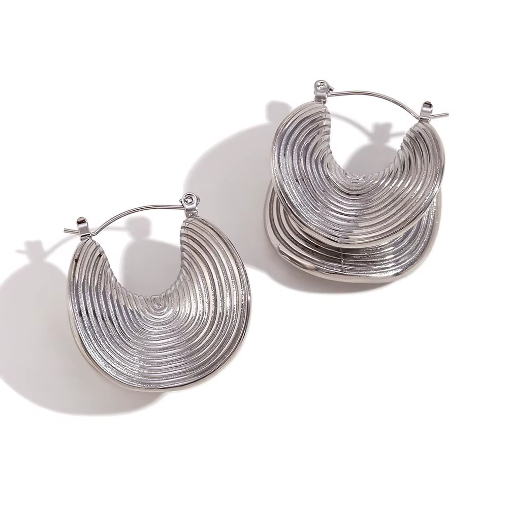 Tarnish Free Unique Stainless Steel Geometric Statement Hoop Earrings Chunky 18k Gold Plated Earrings Jewelry Women