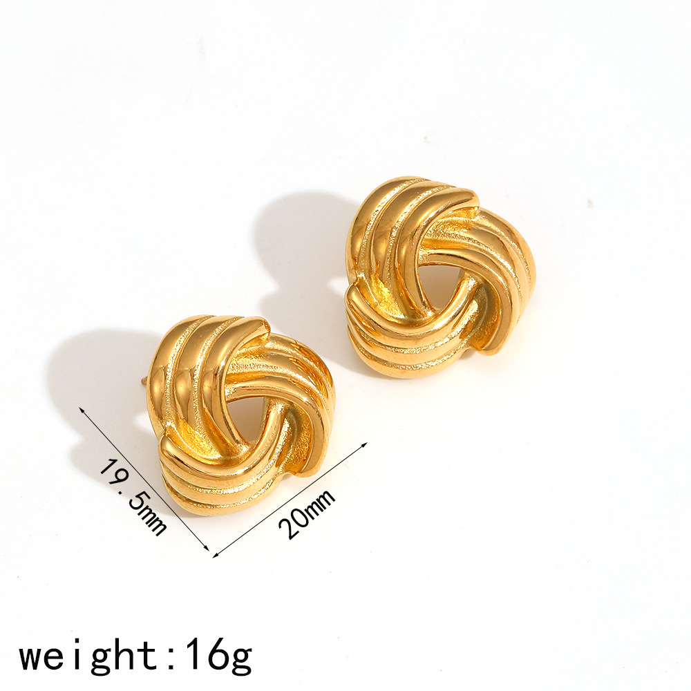 Luxury Gold Swirl Stainless Steel Fashion Jewelry Sets Necklace and Earrings Set for Women Elegant Gift