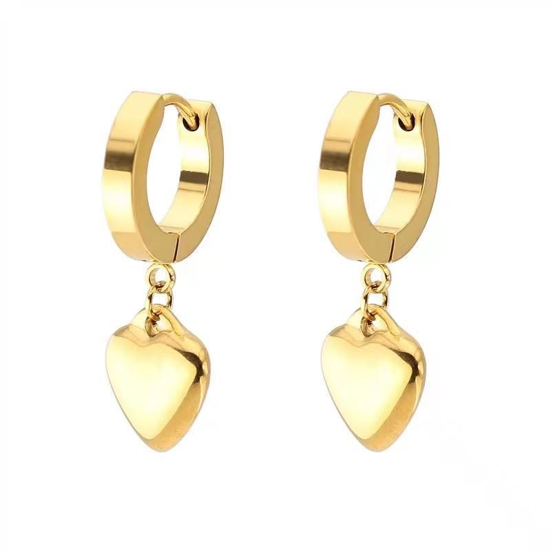 Tiny Gold Heart Hoop Earrings – Wedding Drop Style Inspired by Gucci