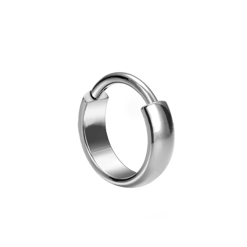 Titanium Alloy Geometric Shapes Cut Surface Plain Hoop Earrings Fashion All-Match Piercing Jewelry