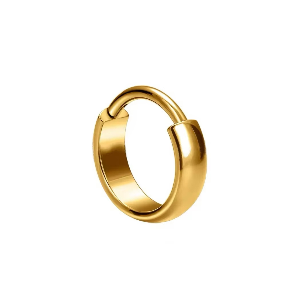 Titanium Alloy Geometric Shapes Cut Surface Plain Hoop Earrings Fashion All-Match Piercing Jewelry